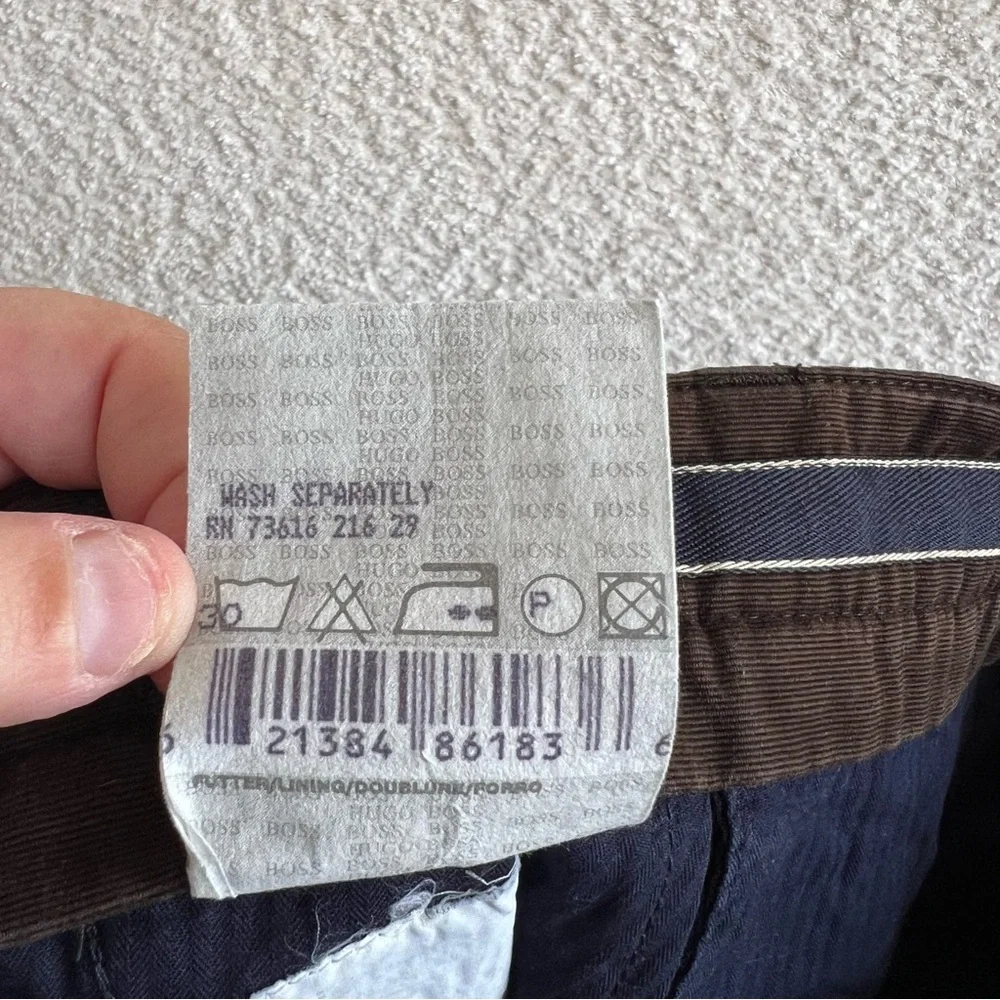 Hugo Boss‎ Men’s Corduroy Cotton Brown Trousers Mitchel Pleated Pants Size 34R